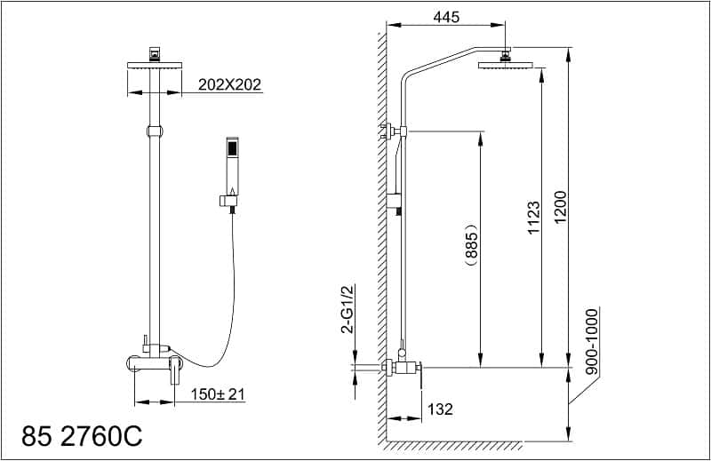 Colonne de douche noire thermostatique Ozé Z800N