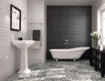 Réalisation carrelage Metro salle de bain gris joint blanc
