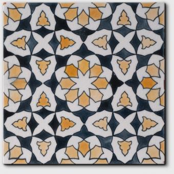 Carrelage peint main Doremail NOSTALGIA - motif CHLOE SPRING - carreau méditerranéen 20x20xm