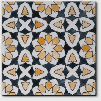 Carrelage peint main Doremail NOSTALGIA - motif CHLOE SPRING - carreau méditerranéen 20x20xm