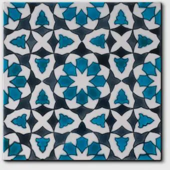 Carrelage peint main Doremail NOSTALGIA - motif CHLOE SUMMER - carreau méditerranéen 20x20xm