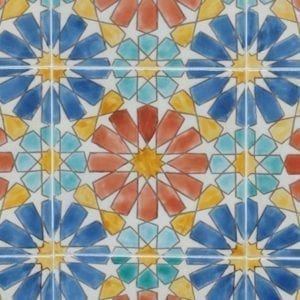 Carrelage peint main Doremail NOSTALGIA - motif MARBELLA ROUILLE - carreau méditerranéen 20x20xm