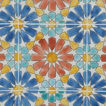 Carrelage peint main Doremail NOSTALGIA - motif MARBELLA ROUILLE - carreau méditerranéen 20x20xm