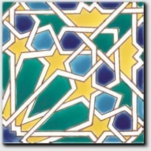 Carrelage andalou peint main Doremail - motif MORISCO BLEU