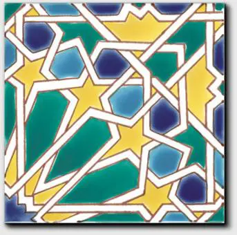 Carrelage andalou peint main Doremail - motif MORISCO BLEU
