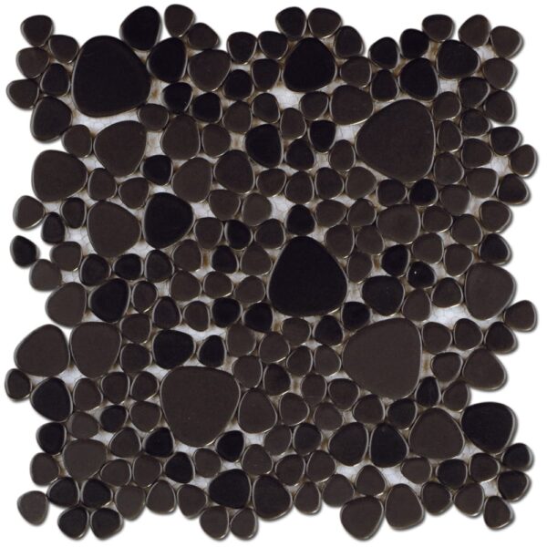 Galets japonais émaillés - carrelage galets jardin, piscine, terrasse, ou salle de bain - Couleur ANTHRACITE