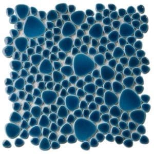 Galets japonais émaillés - carrelage galets jardin, piscine, terrasse, ou salle de bain - Couleur BLEU CHINOIS CRAQUELE