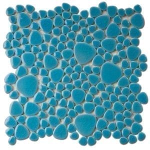 Galets japonais émaillés - carrelage galets jardin, piscine, terrasse, ou salle de bain - Couleur BLEU CLAIR CRAQUELE