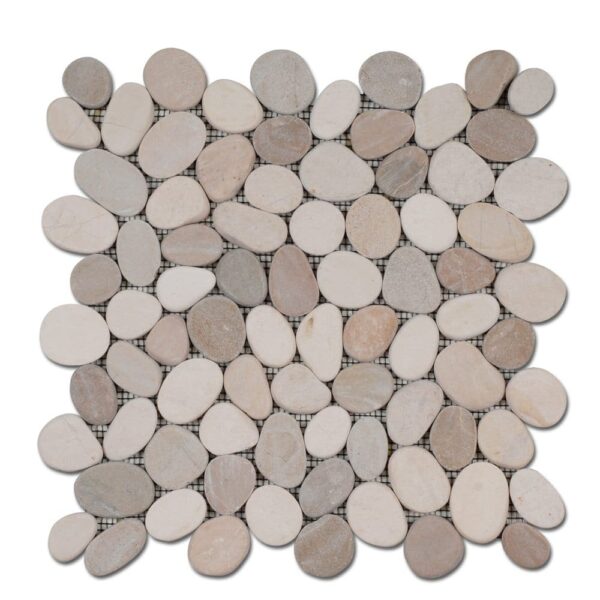 Galets déco BALI Diffusion Céramique - sciés mats Blanc-Beige GAS3030D20