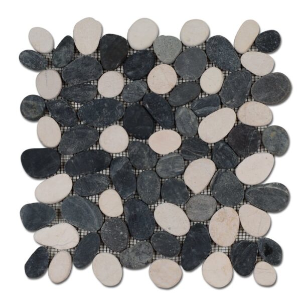Galets déco BALI Diffusion Céramique - sciés mats Blanc-Noir GAS3030D12