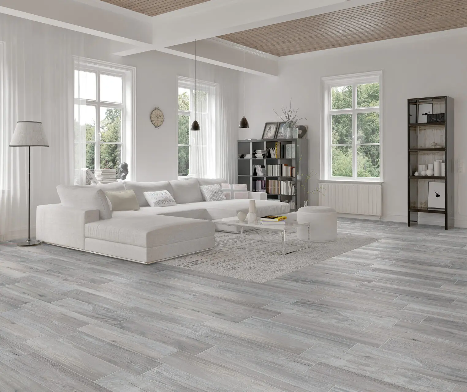 Carrelage imitation parquet bois gris - Paul NORWAY couleur GREY - Carrelage italien haut de gamme