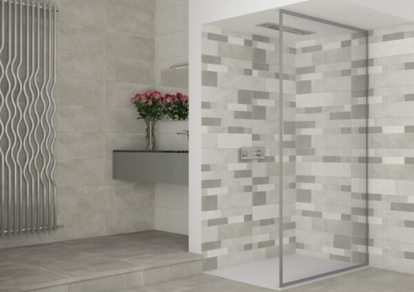 Carrelage effet béton Paul MADISON - mur de salle de bain GREY, douche STRUCTURE GREY