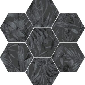 Carrelage hexagonal sol et mur noir Diffusion Céramique AMAZONE - Décor CHARBON