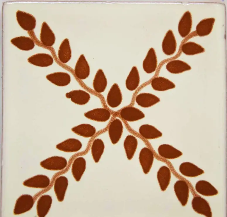 Carrelage mexicain Colibri Azulejos - ARBOR CHAMOIS / BLANC
