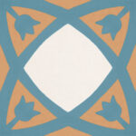 Carreaux de ciment en grès émaillé - Recer REVIVAL - Fleurs bleu orange TULIP