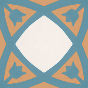 Carreaux de ciment en grès émaillé - Recer REVIVAL - Fleurs bleu orange TULIP