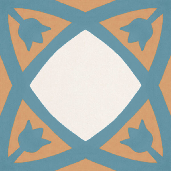 Carreaux de ciment en grès émaillé - Recer REVIVAL - Fleurs bleu orange TULIP