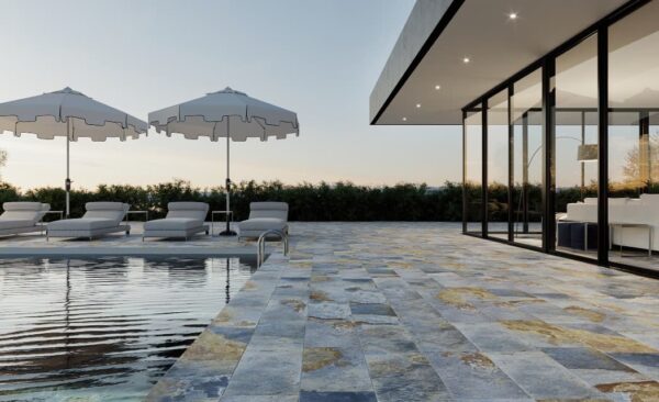 Carrelage Pierre de Bali - Terrrasse tour de piscine bali bleu Paul THAI couleur Subak Azur 30x60cm