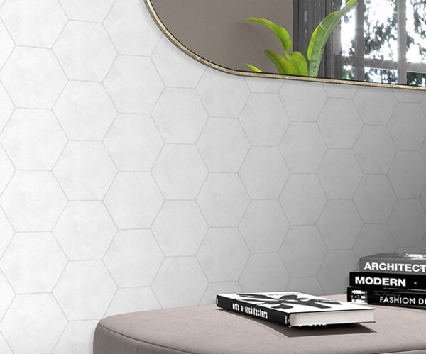 Carrelage hexagonal blanc sol et mur Nanda JULIET - FENELA WHITE