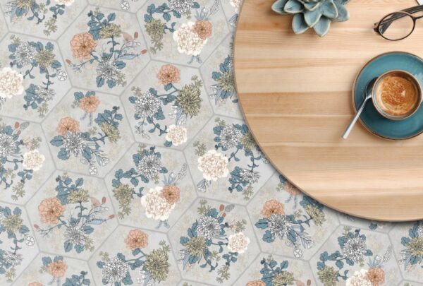 Carrelage fleurs hexagonal sol et mur Nanda JULIET - SELA