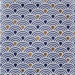 Carrelage japonais bleu et doré artisanal - Dorémail Wagami AYUMI Bleu Or