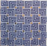 Carrelage japonais bleu et doré artisanal - Dorémail Wagami KONDO Bleu Or