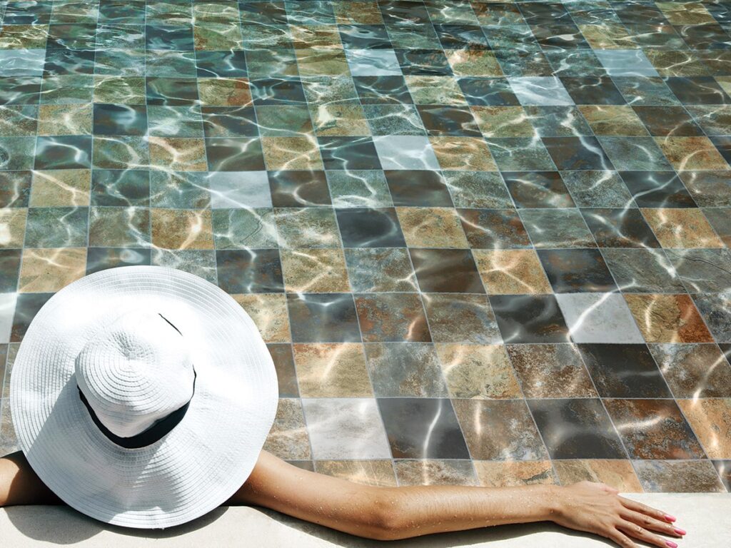 Piscine SAIME Phoenix - carrelage imitation Pierre de Bali