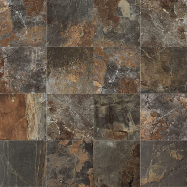 Carrelage patchwork pierre de Bali GEOLOGY de Century Ceramica - exemple nuance FOSSIL