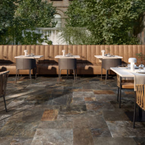 Carrelage imitation pierre de Bali GEOLOGY de Century Ceramica - sol et mur couleur FOSSIL