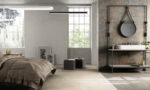 Century GLAM carrelage imitation pierre - coloris BEIGE au sol + CANVAS mural - 80x80cm