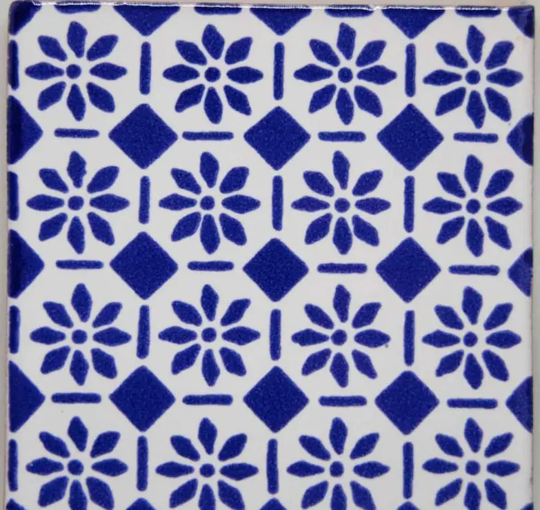 Carrelage mexicain Colibri Azulejos - DAMAROS BLEU / BLANC PUR