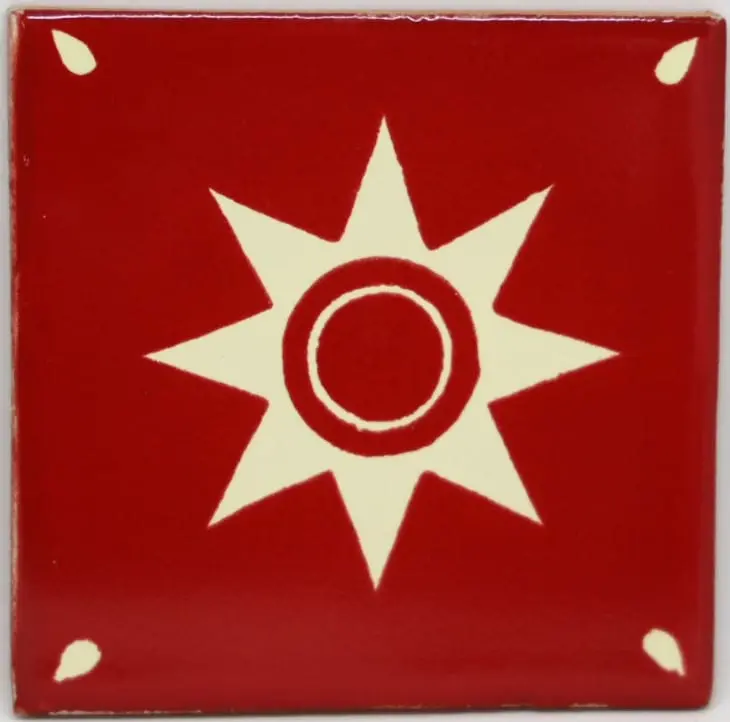 Carrelage mexicain Colibri Azulejos - ESTRELLA BLANC / ROUGE