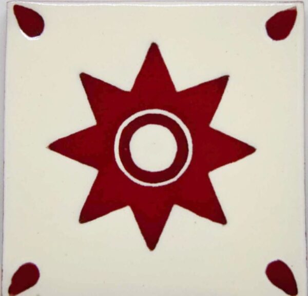 Carrelage mexicain Colibri Azulejos - ESTRELLA ROUGE / BLANC
