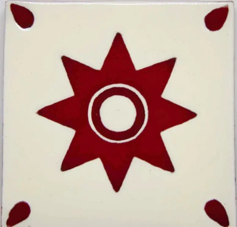 Carrelage mexicain Colibri Azulejos - ESTRELLA ROUGE / BLANC