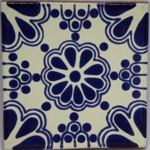 Carrelage mexicain Colibri Azulejos - LACE BLEU / BLANC