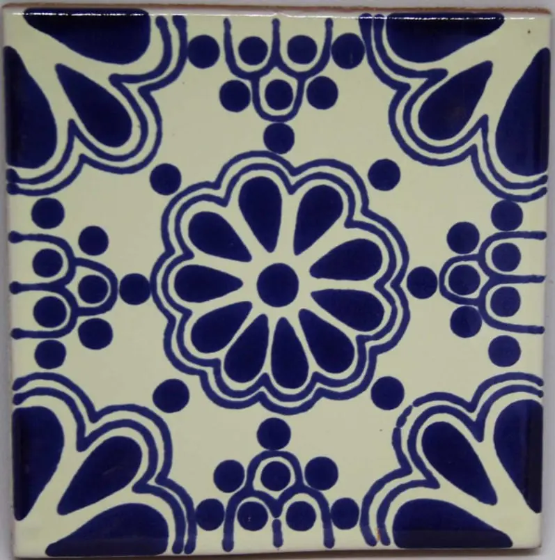 Carrelage mexicain Colibri Azulejos - LACE BLEU / BLANC