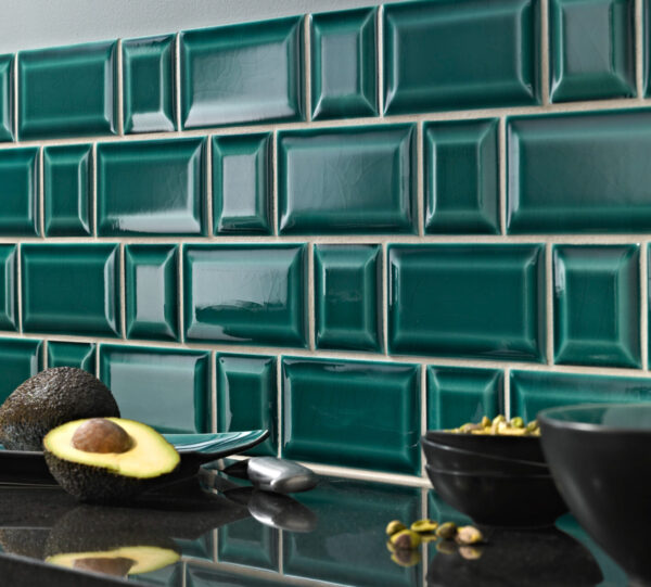 Carrelage metro couleur turquoise cuisine