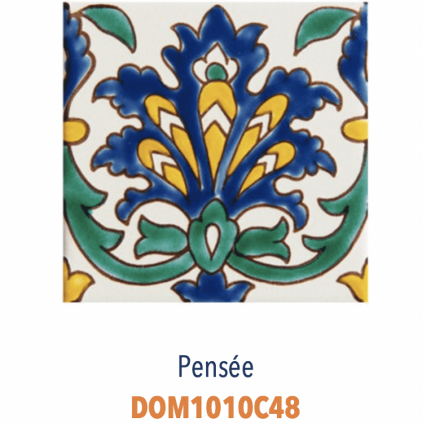 Faience de Tunisie artisanale et traditionnelle DOREMAIL Les TUNISIENS - motif PENSEE