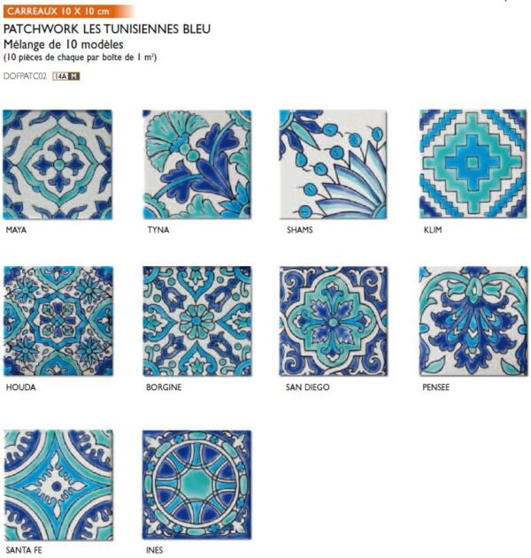 DOREMAIL carrelage patchwork tunisien bleu-vert