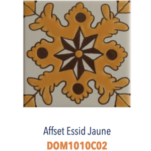 Faience de Tunisie artisanale et traditionnelle DOREMAIL Les TUNISIENS - motif AFFSET ESSID JAUNE