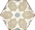 Carreau de ciment hexagonal - carrelage Nanda BOHEMIA SELENA - Blanc beige bleu