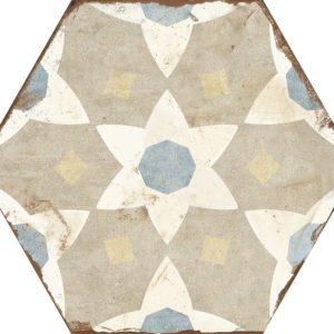 Carreau de ciment hexagonal - carrelage Nanda BOHEMIA SELENA - Blanc beige bleu