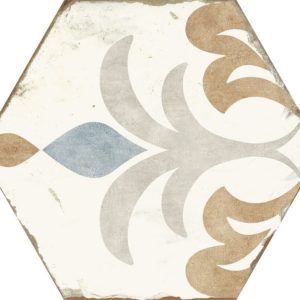 Carreau de ciment hexagonal - carrelage Nanda BOHEMIA LOLA - blanc bleu - gris-marron