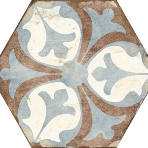 Carreau de ciment hexagonal - carrelage Nanda BOHEMIA VIANA - blanc bleu marron