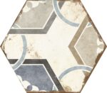 Carreau de ciment hexagonal - carrelage Nanda BOHEMIA DALIA - noir blanc bleu beige gris