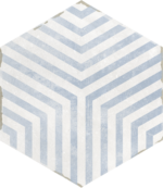 Carrelage imitation Carreau de ciment hexagonal blanc / bleu Nanda Capri - motif LAZARETTO