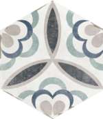 Carrelage imitation Carreau de ciment hexagonal nlanc et motifs Nanda Capri - SASSANI