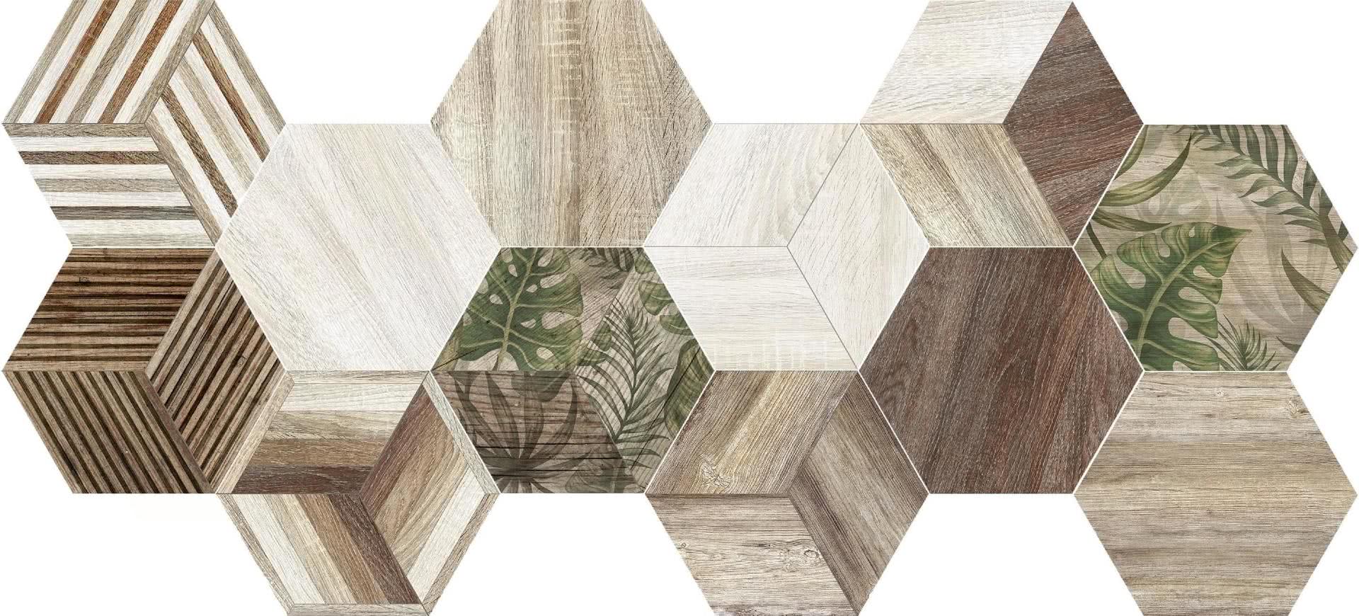 Carrelage hexagonal effet bois parquet peint ITT AFRICA - 12 motifs