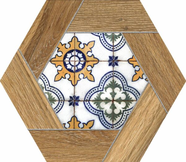 Carrelage hexagonal andalou effet bois ITT Gador pour sol et mur - 15 motifs méditerranéens différents