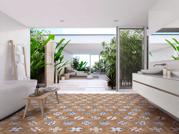Carrelage hexagonal andalou effet bois ITT Gador pour sol et mur - 15 motifs méditerranéens différents